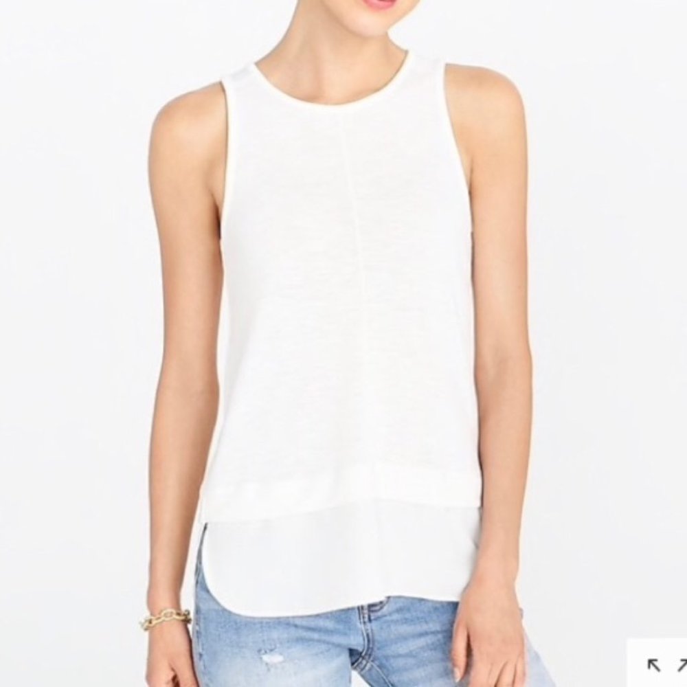 J Crew Drapey Tank with Silky Hem and Keyhole Back